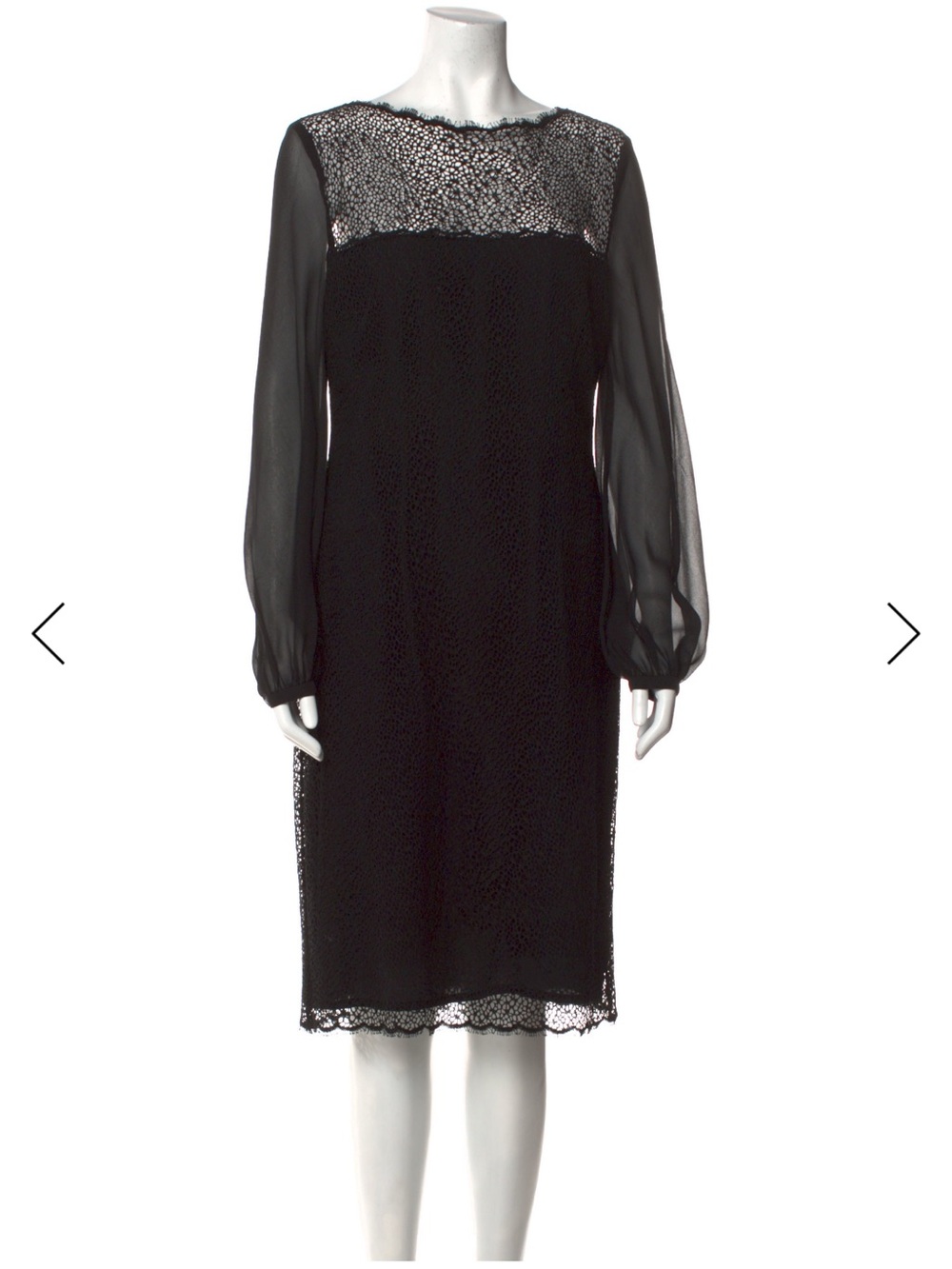 Escada Black Lace Long Sleeve Cocktail Dress